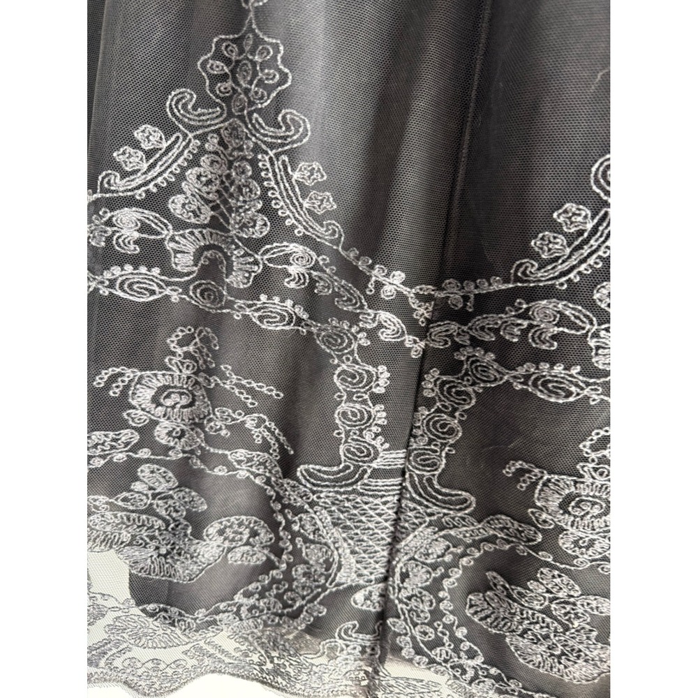 Soft Surroundings Black Mesh Embroidered Lace Trim Midi Skirt Small - Picture 4 of 10